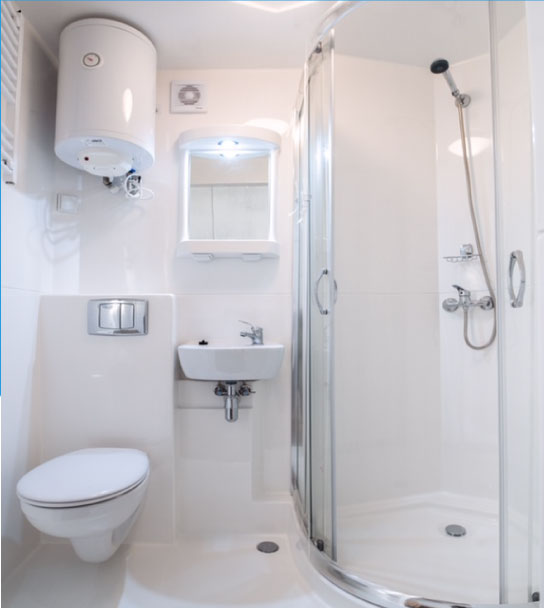 badkamers gemaakt van duurzaam polyester